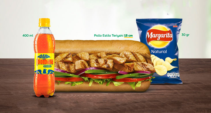 SUBWAY combo de 15 cm por $12.900 + bebida + paquete papas.