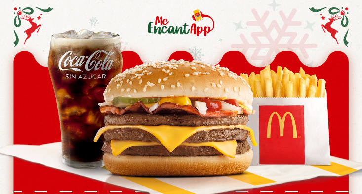 Triple McBacon + Papas y Gaseosa Pequeña
Precio regular $19.700
Precio especial Claro Club $16.950