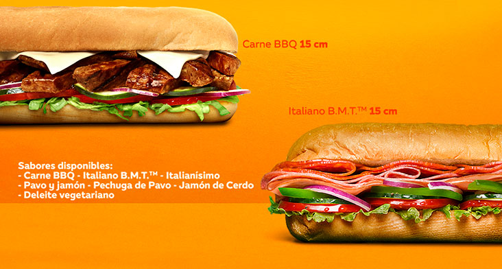 2x1 en subs de 15 cms. Sabores seleccionados