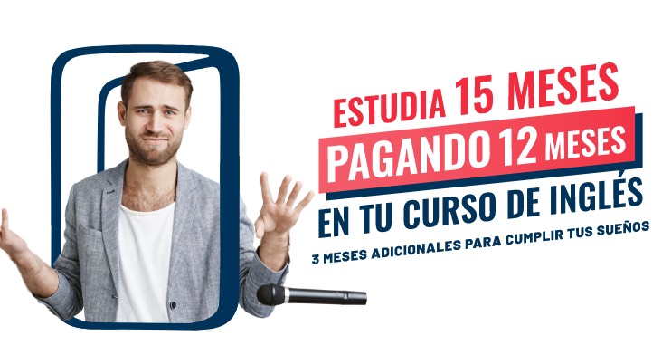 Paga 12 meses y recibe 3 meses gratis en tu curso de inglés